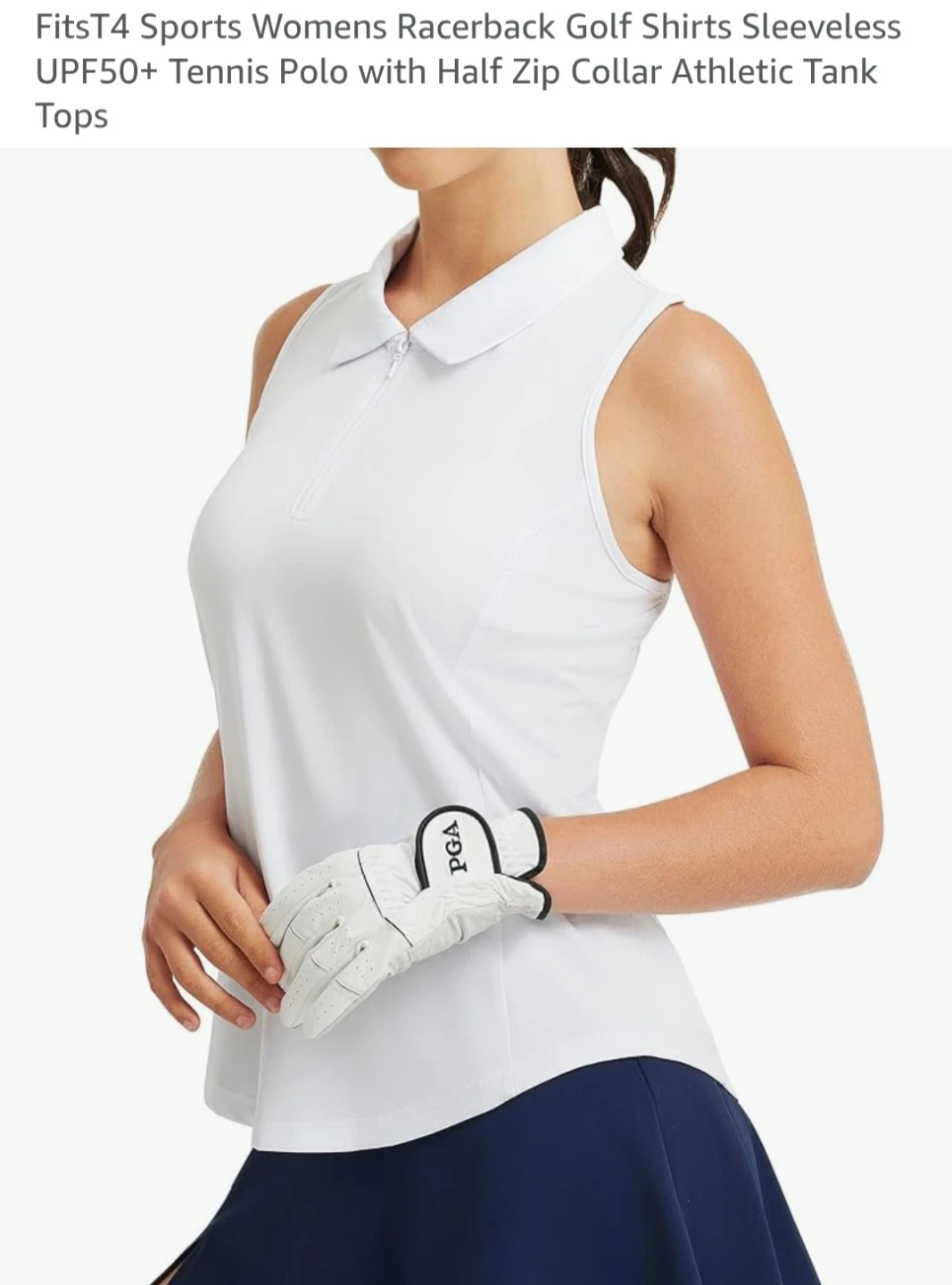 FitsT4 Women's White Sleeveless Golf Polo UPF50+ Size L