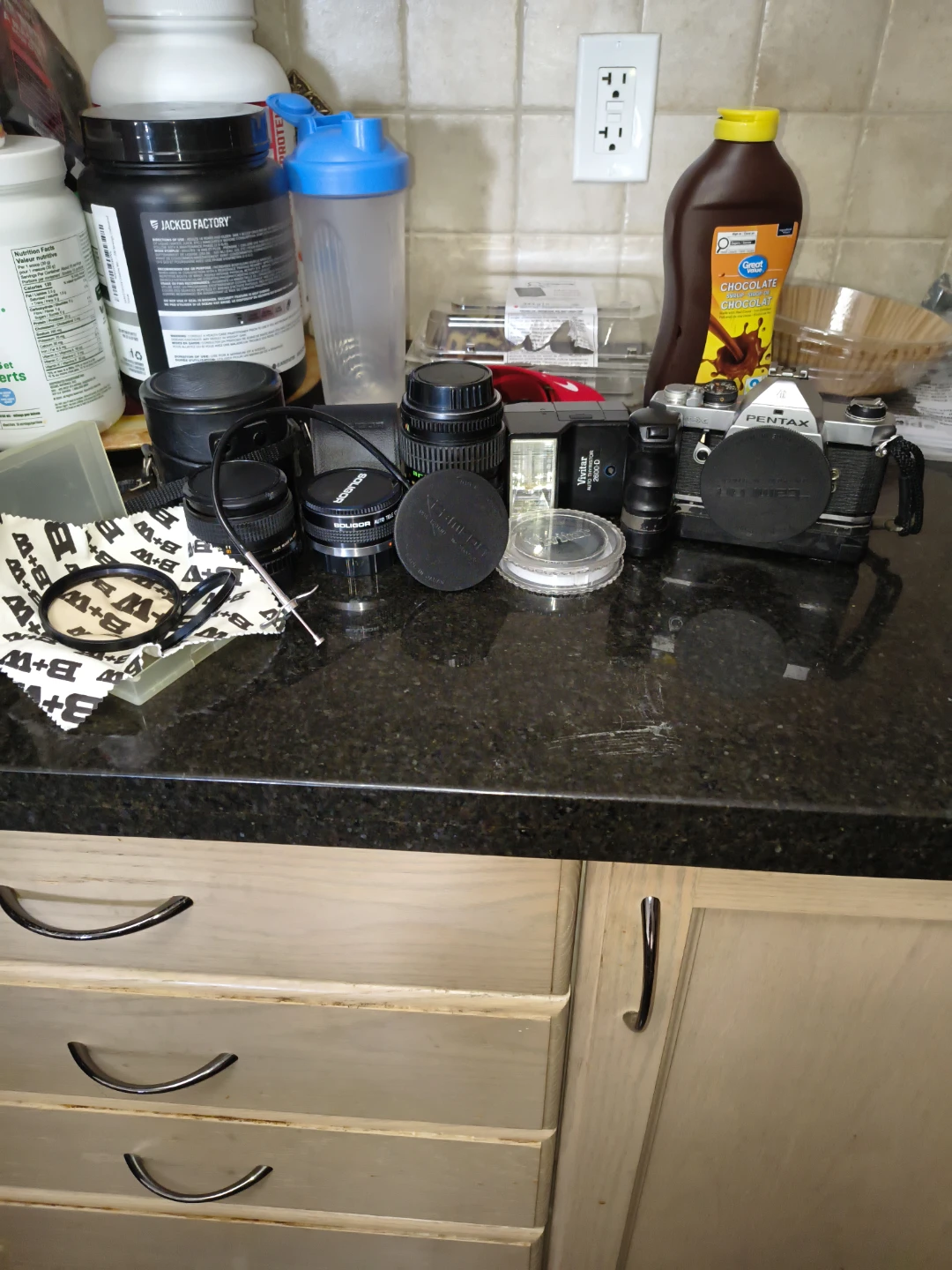 Pentax camera and accessories lot