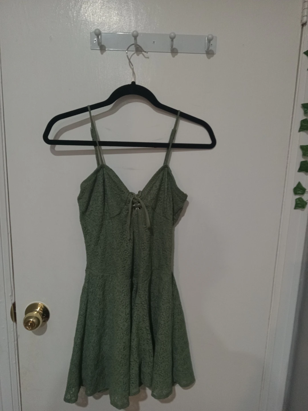 Green Lace Fit and Flare Mini Dress