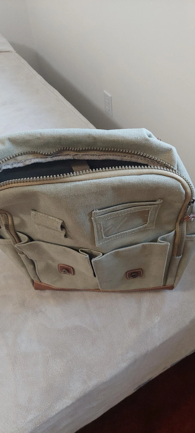 Canvas Backpack with Brown Leather Accents - photo 3