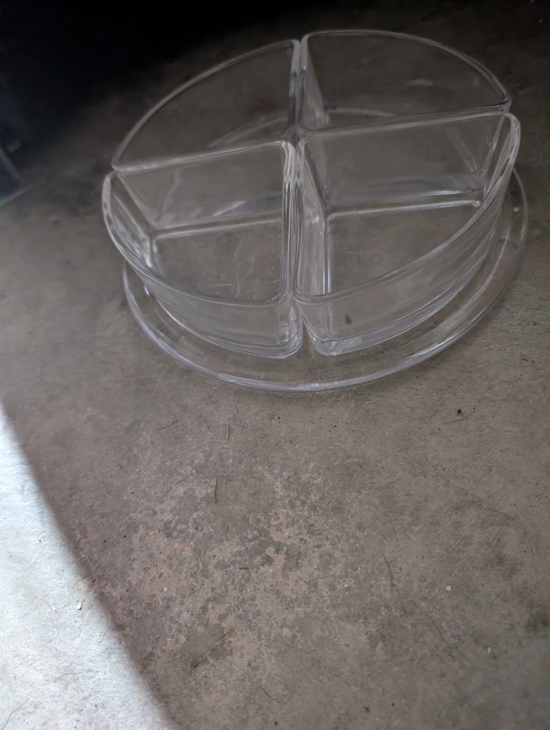 Clear Glass 4-Section Divided Serving Tray