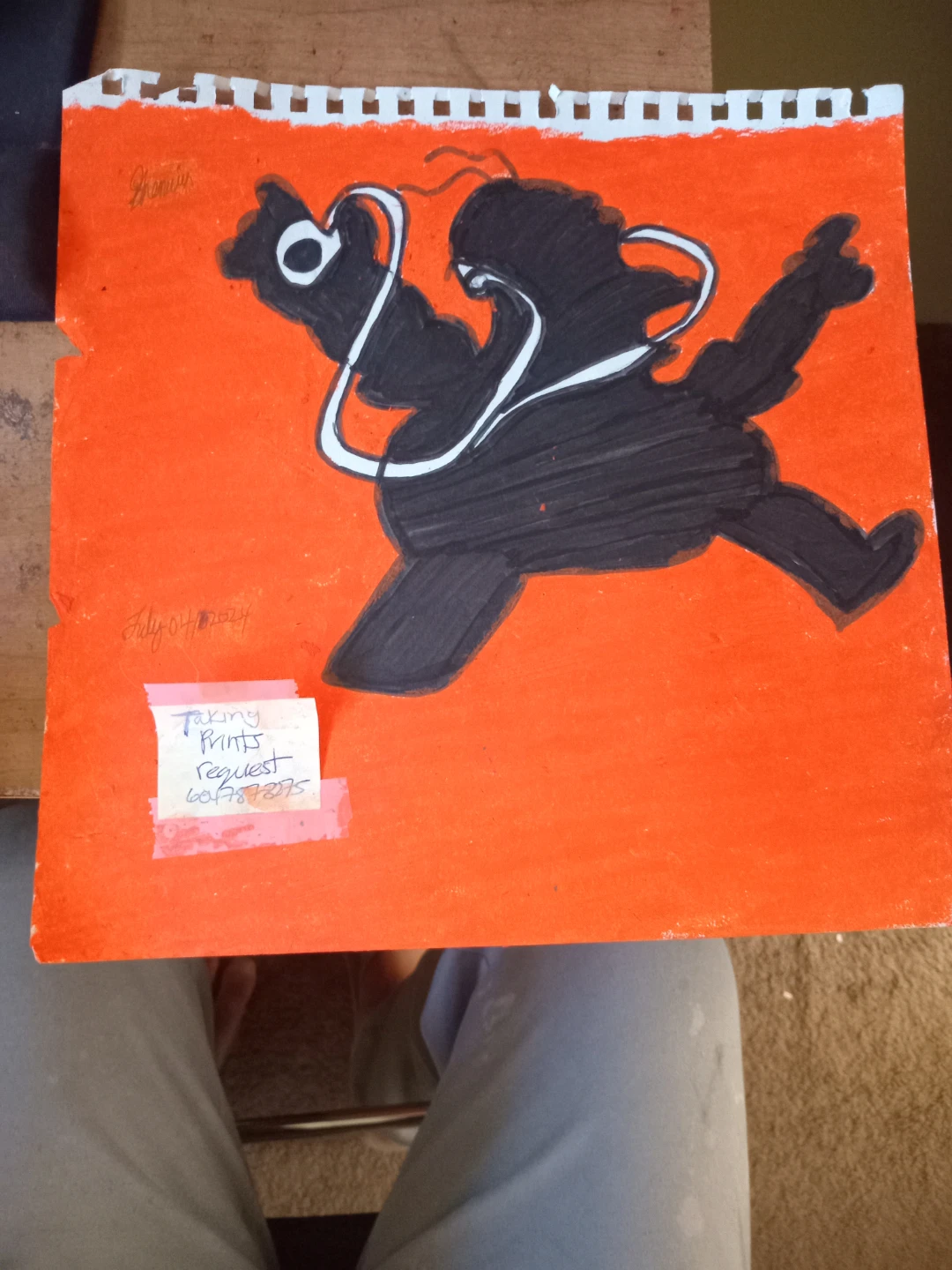 Orange Background Homer Simpson Drawing