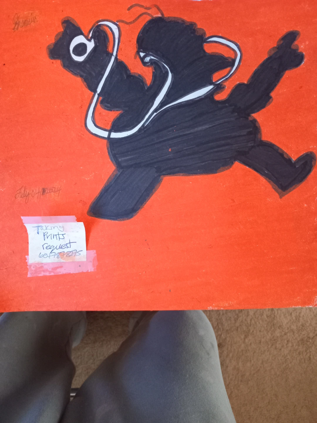 Orange Background Homer Simpson Drawing - photo 3
