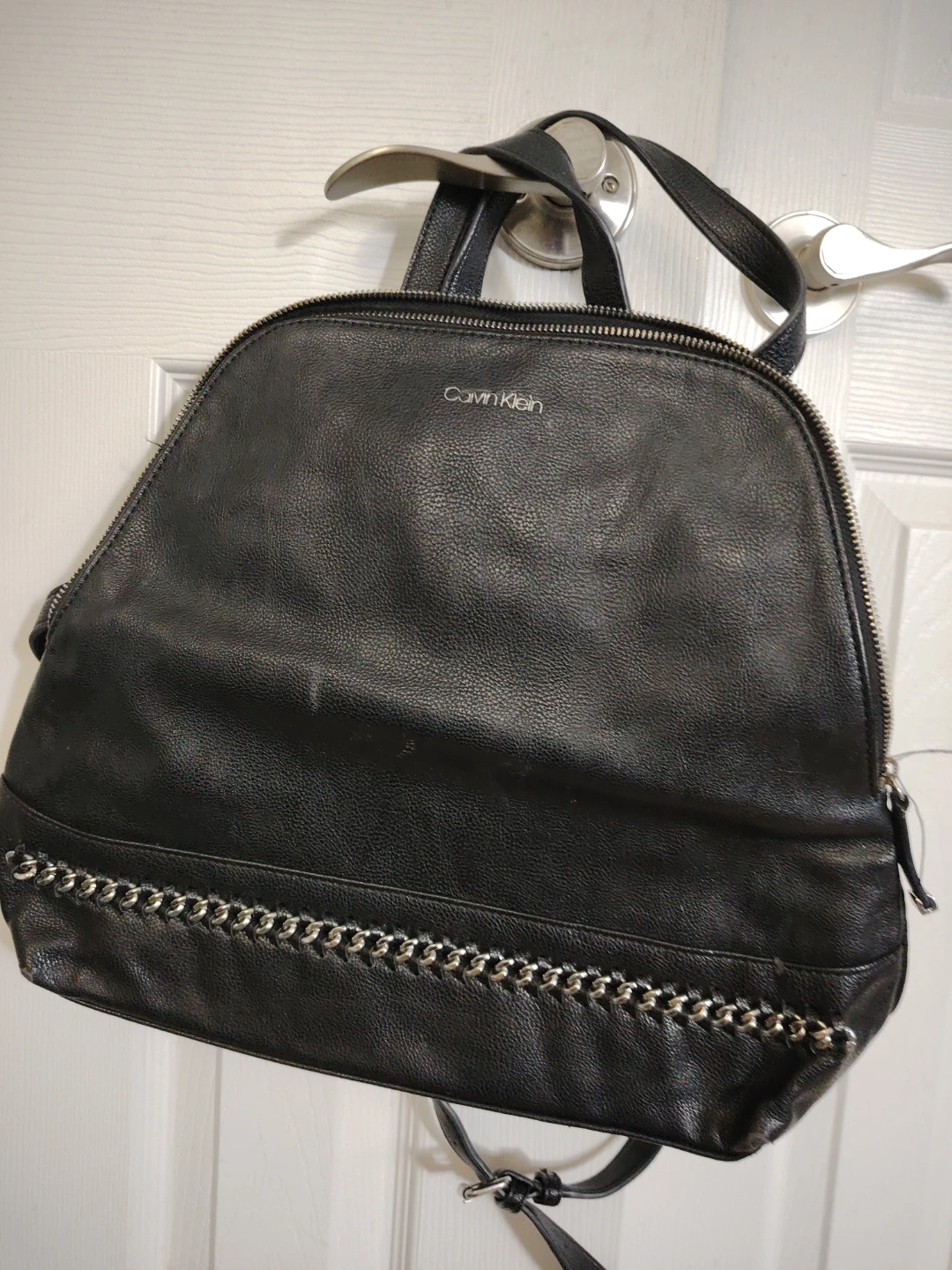 ⚽️Calvin Klein Black Leather Backpack Purse