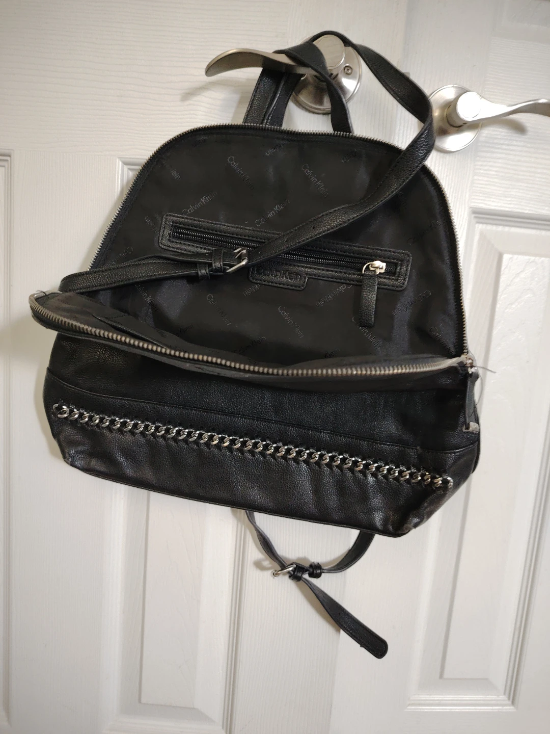 ⚽️Calvin Klein Black Leather Backpack Purse - photo 2