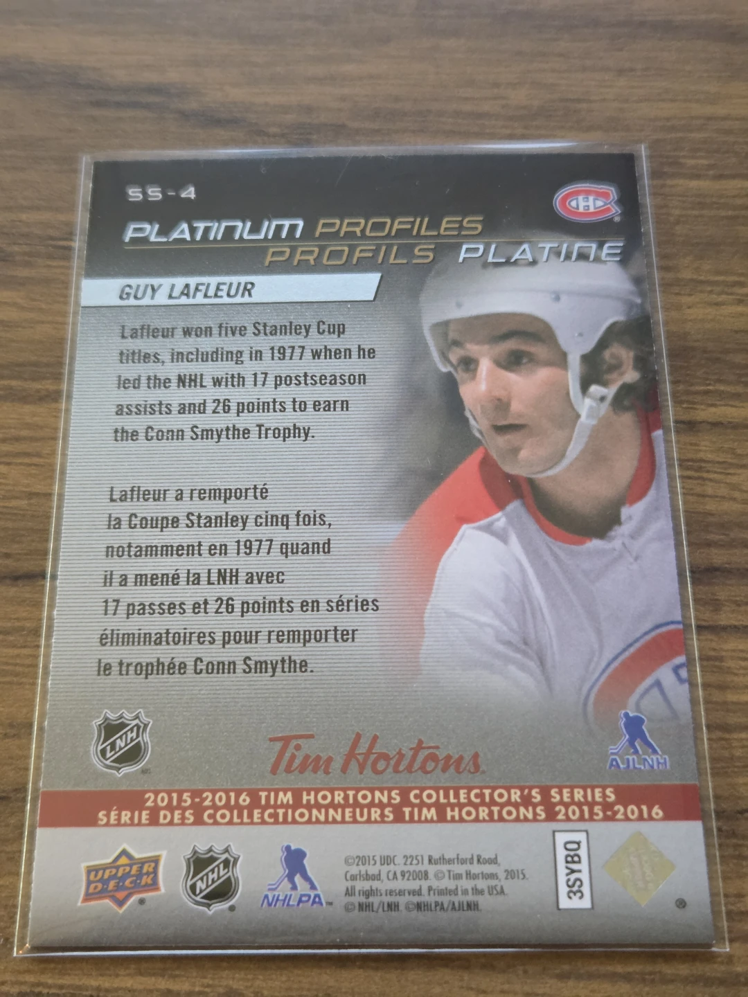 2015-16 Tim Hortons Upper Deck Platinum Guy Lafleur #SS-4 - photo 2