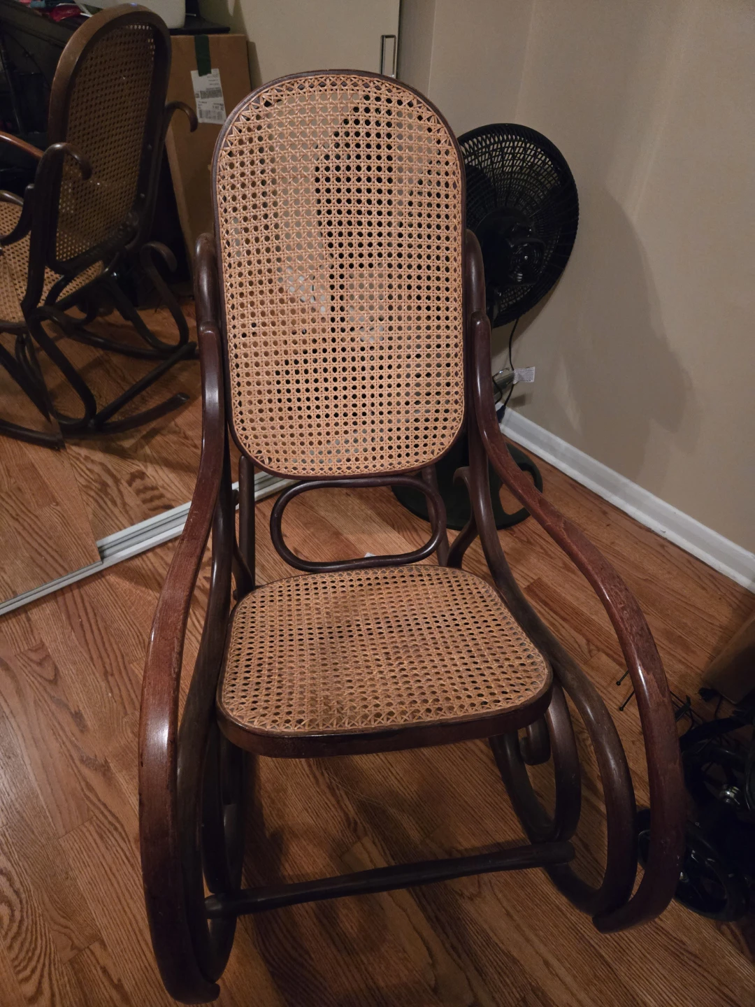 Vintage Wooden Rocking Chair with Cane Seat - photo 2