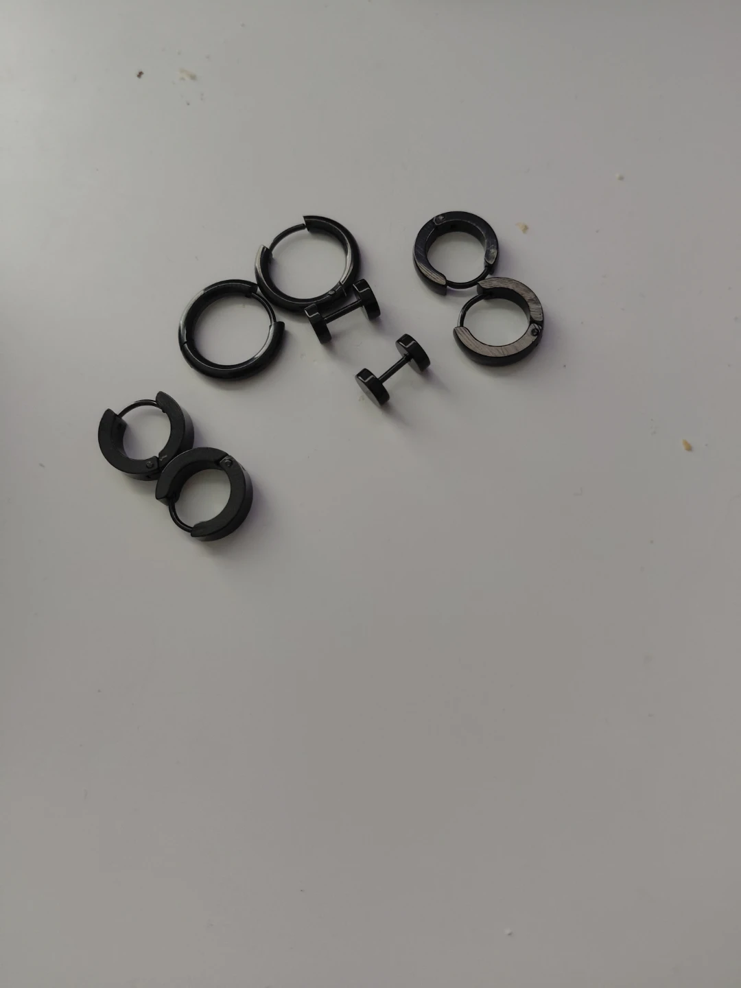 Black Hoop and Stud Earrings Set