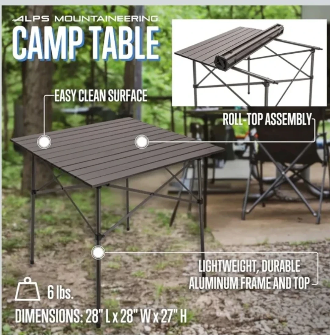 Lightweight Aluminum Roll-Top Camp Table