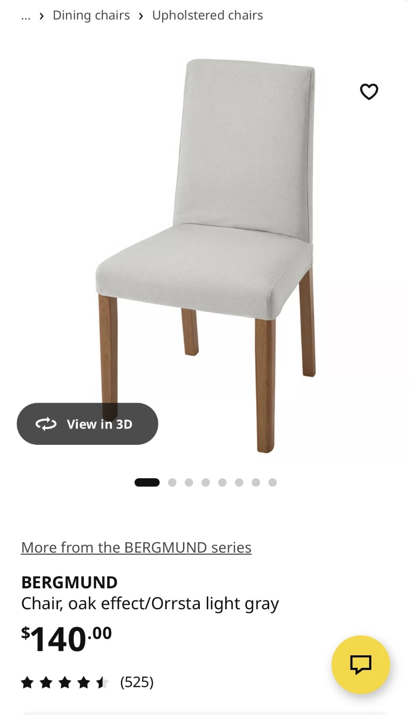 IKEA BERGMUND Dining Chair Oak Effect/Orrsta Light Gray - photo 3