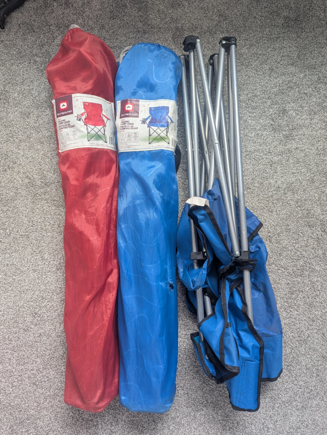 Folding Camping Chairs - Red & Blue