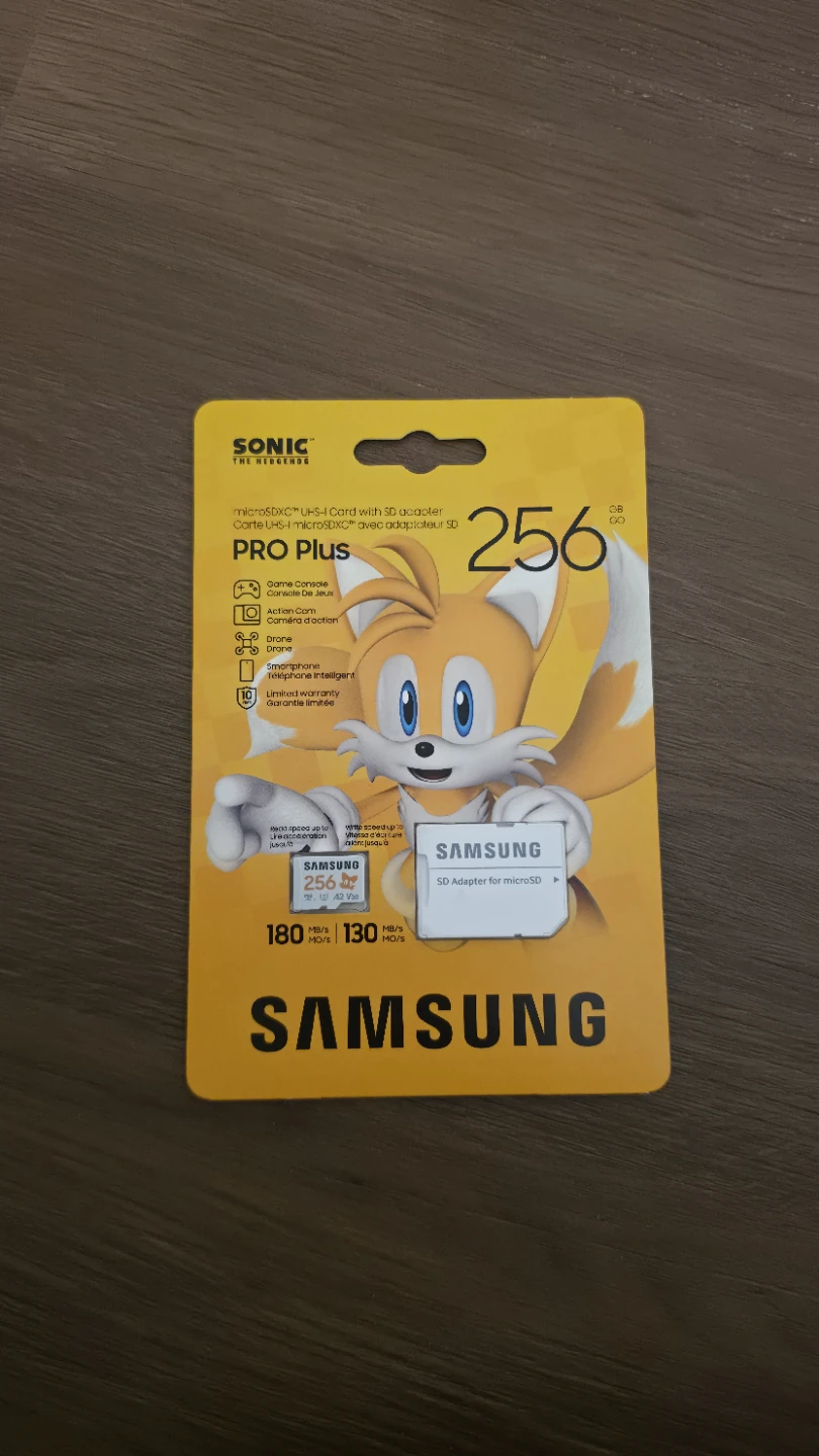 Samsung Pro Plus 256GB Micro SD for action cameras, drones