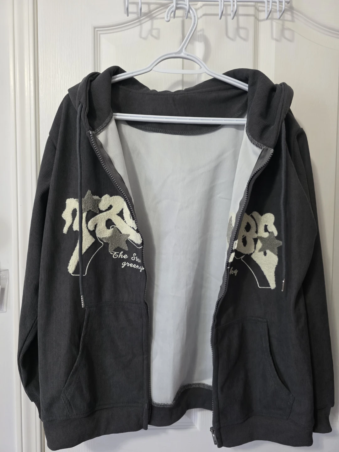 Grey Corduroy Zip-Up Hoodie - photo 2