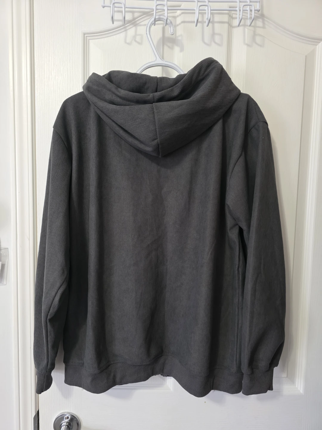 Grey Corduroy Zip-Up Hoodie - photo 3