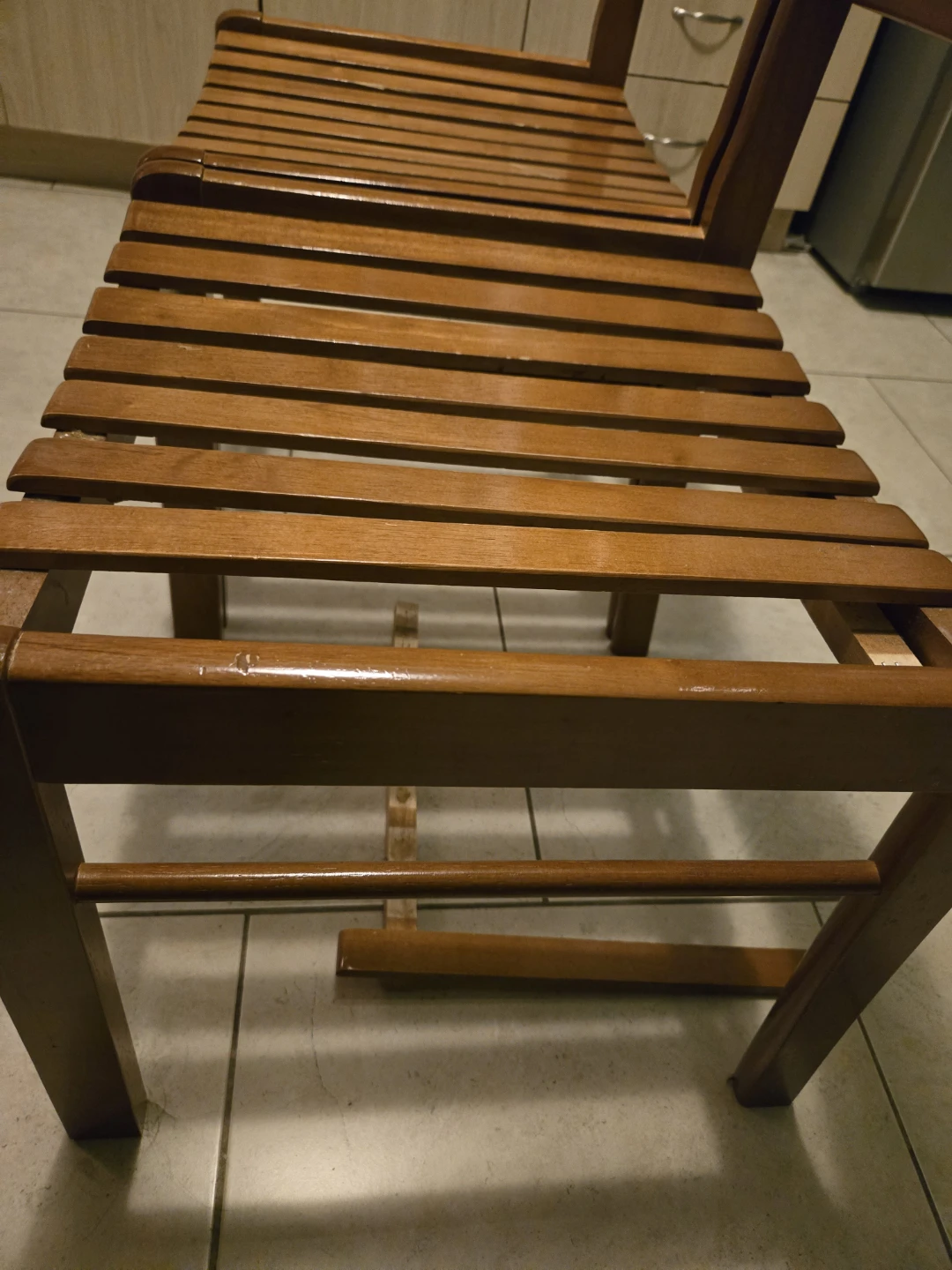 Vintage Wooden Slat Chairs - 1 needs repair - photo 3