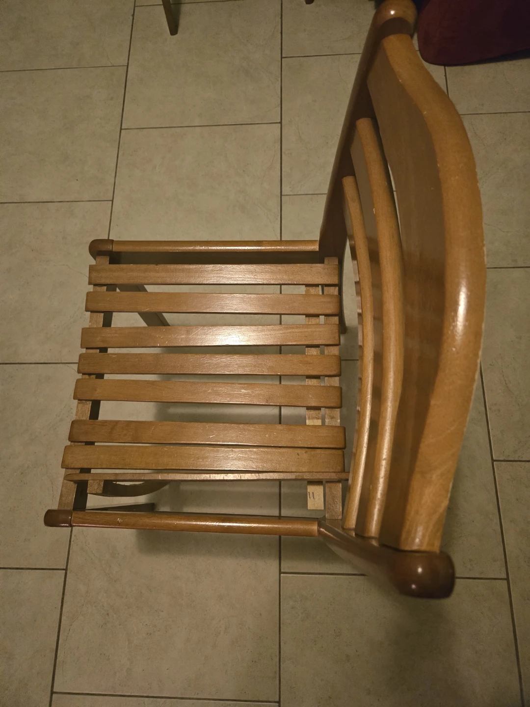 Vintage Wooden Slat Chairs - 1 needs repair - photo 4