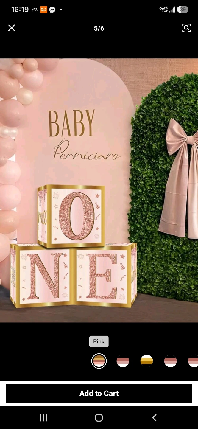 3pcs Pink "ONE" Decorative Baby Boxes - photo 2
