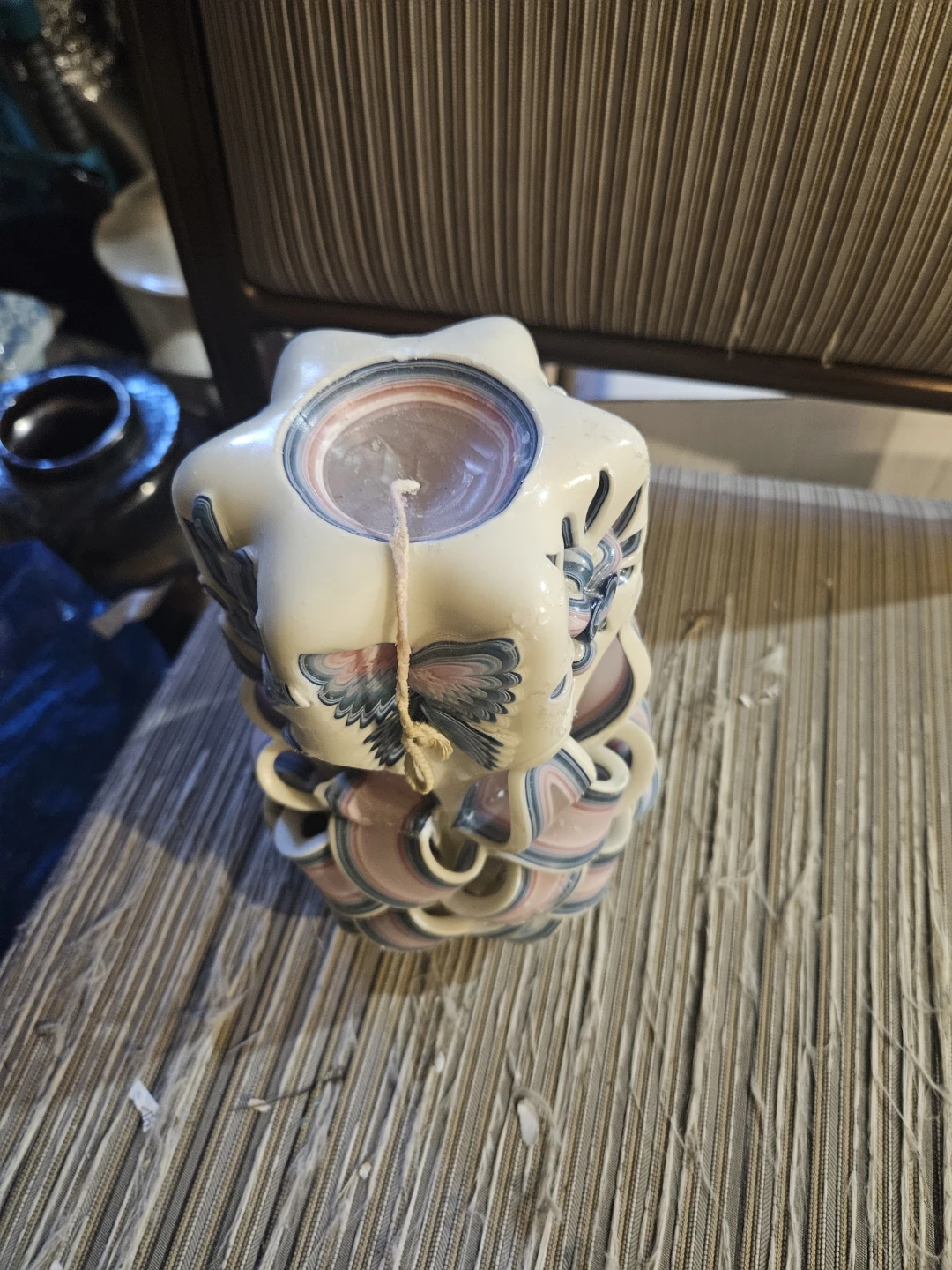 Carved Candle with Swan and Flowers - photo 5
