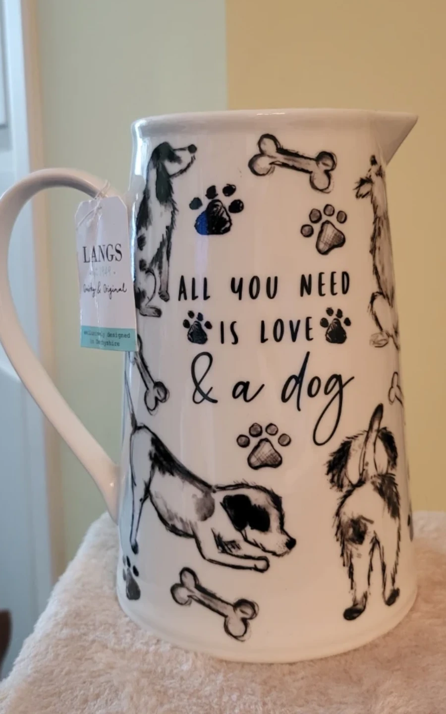 Langs "All You Need Is Love & A Dog" Ceramic Pitcher