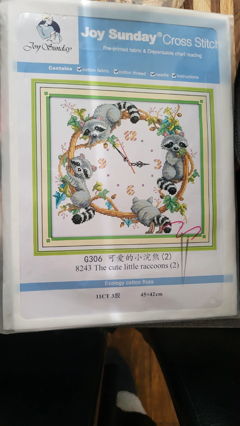 Joy Sunday "The Cute Little Raccoons" Cross Stitch Kit