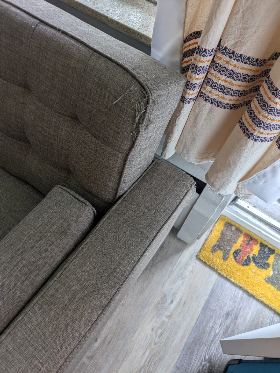 Cat Owner's Grey Tufted Sofa - photo 4