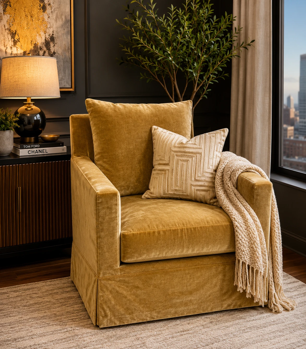Sundays Gold Velvet Recliner Armchair