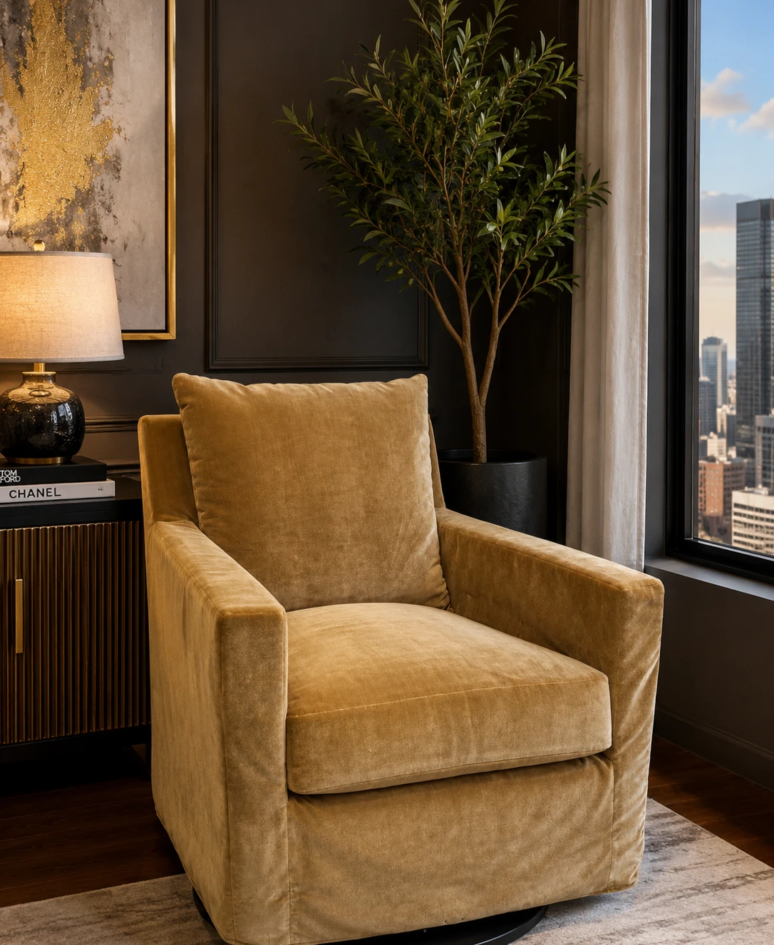 Sundays Gold Velvet Recliner Armchair - photo 2