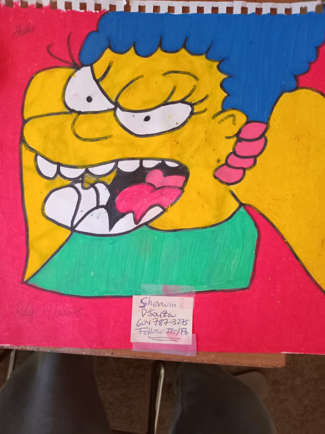 Updated Red Background Marge Simpson Drawing - photo 5