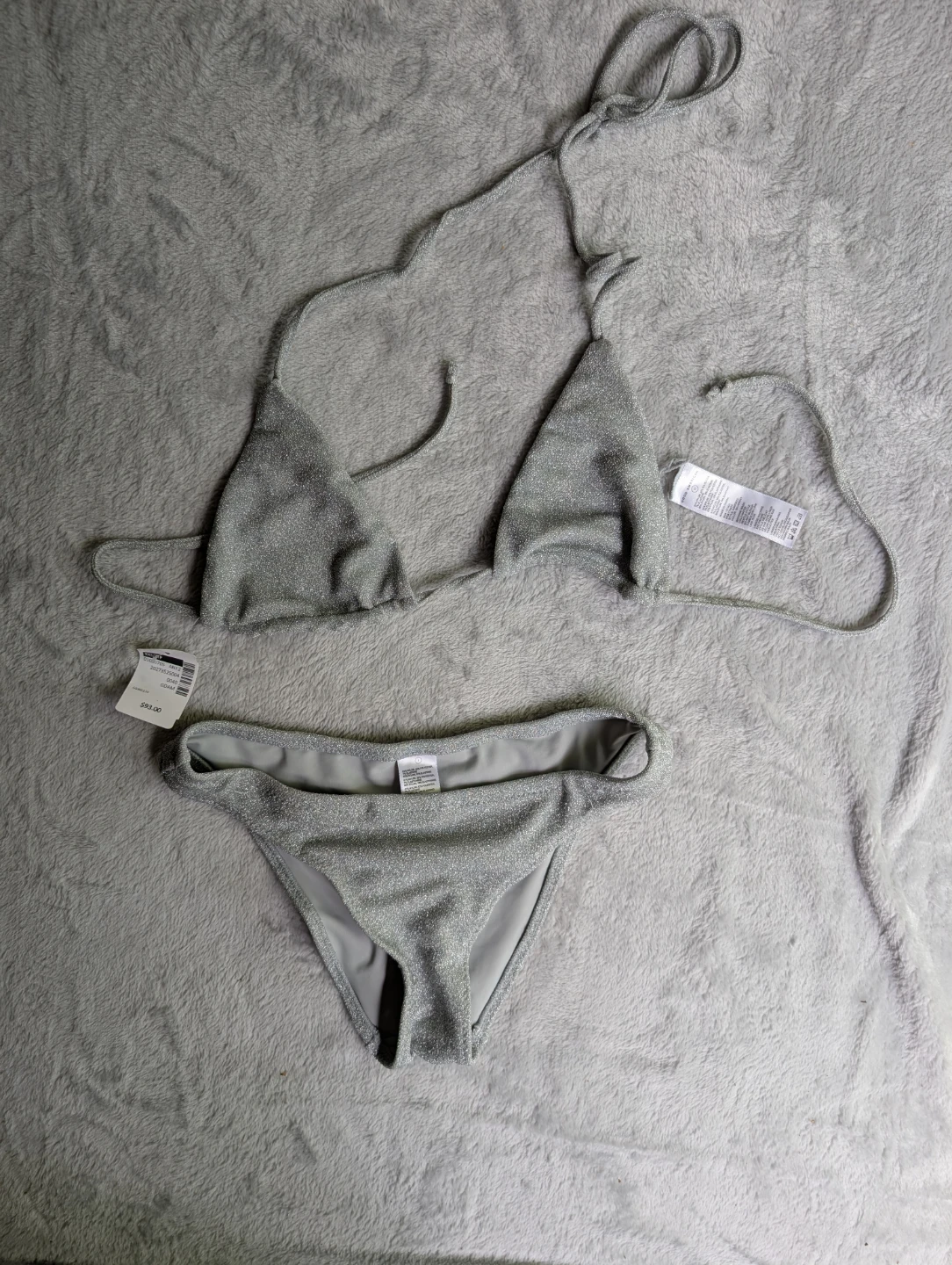 ⚽Good American Silver Sparkle Bikini Set XXS - photo 2