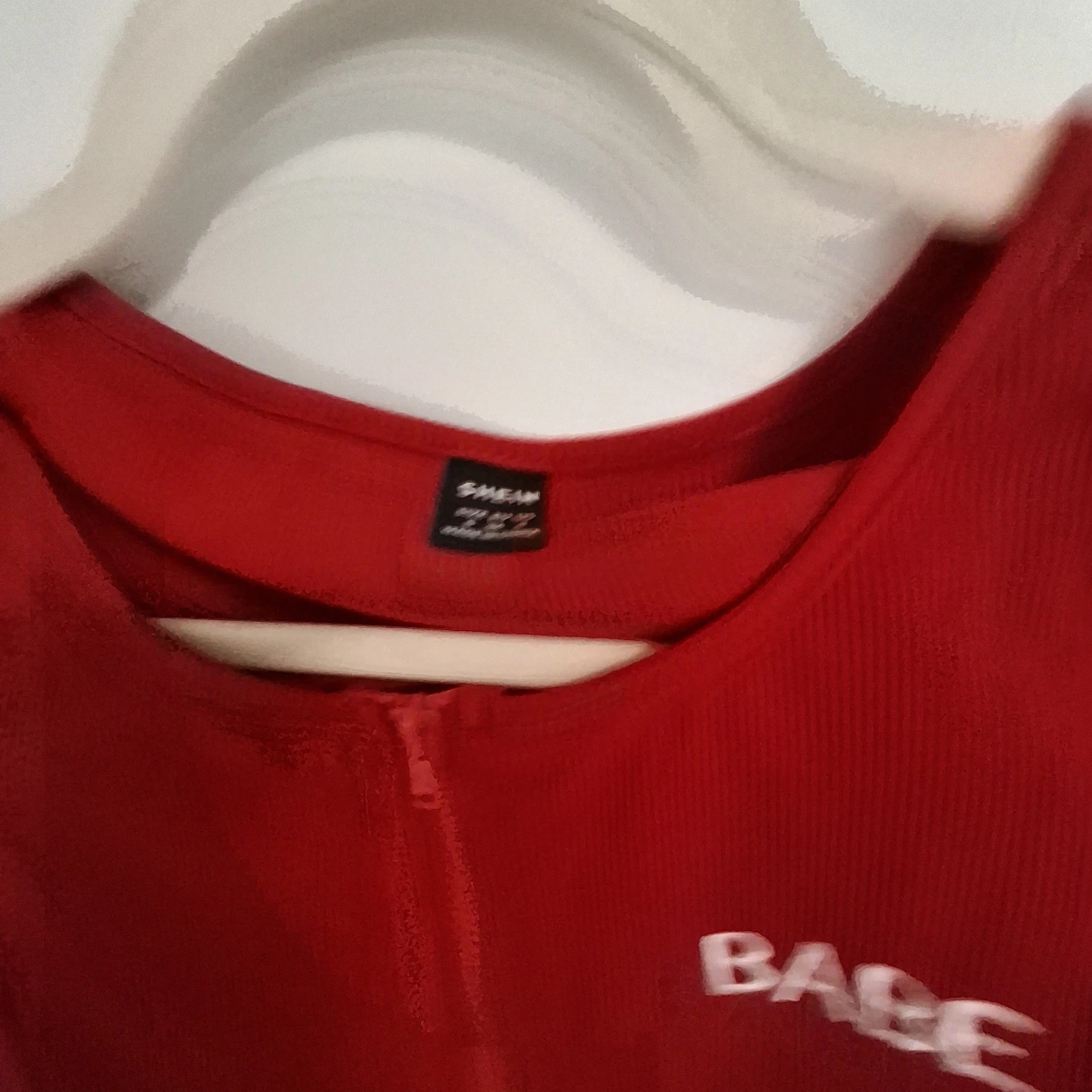 SHEIN Red "BABE" Cropped Zip-Up Long Sleeve Top - photo 2
