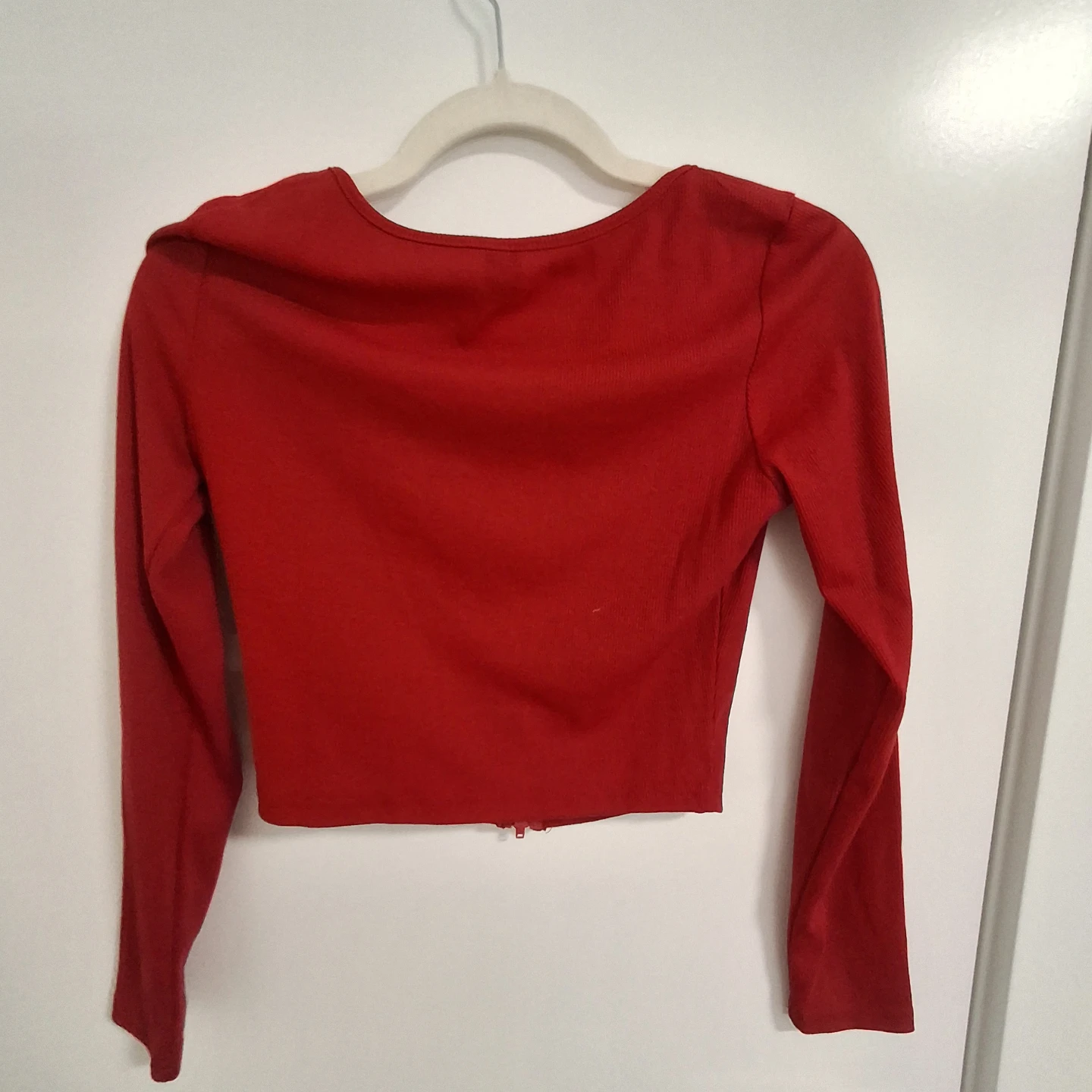 SHEIN Red "BABE" Cropped Zip-Up Long Sleeve Top - photo 3