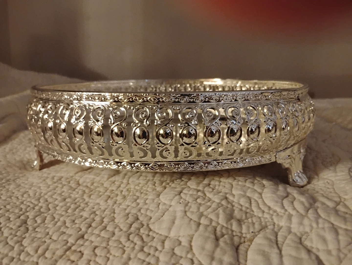 10 inch Silver toned Decorative Tray