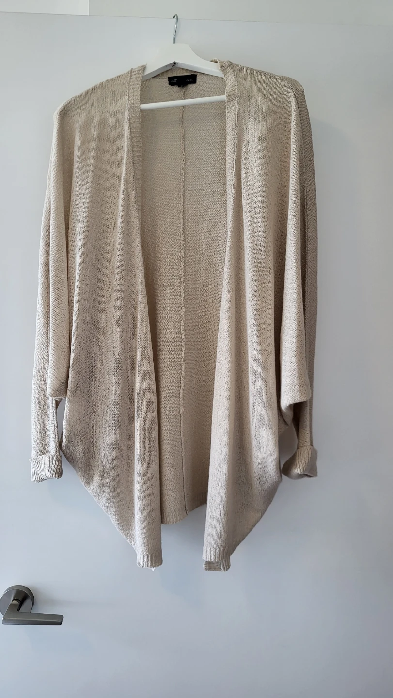 Beige Open-Front Cardigan