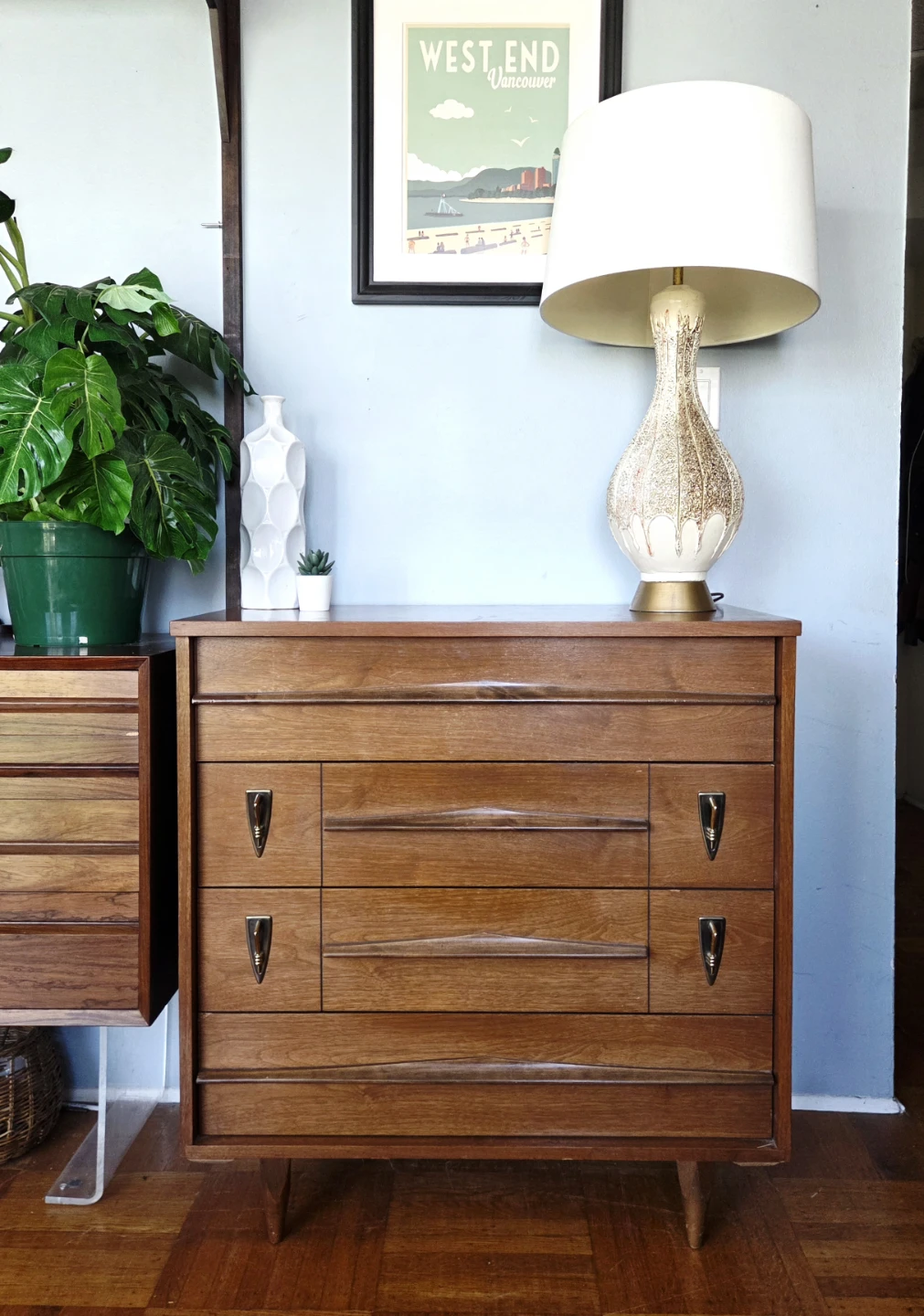 MCM Four Drawer Walnut Dresser
