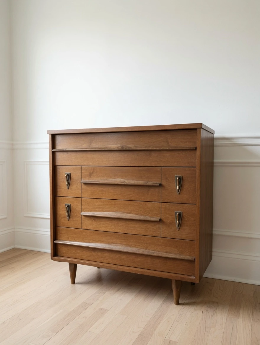 MCM Four Drawer Walnut Dresser - photo 4