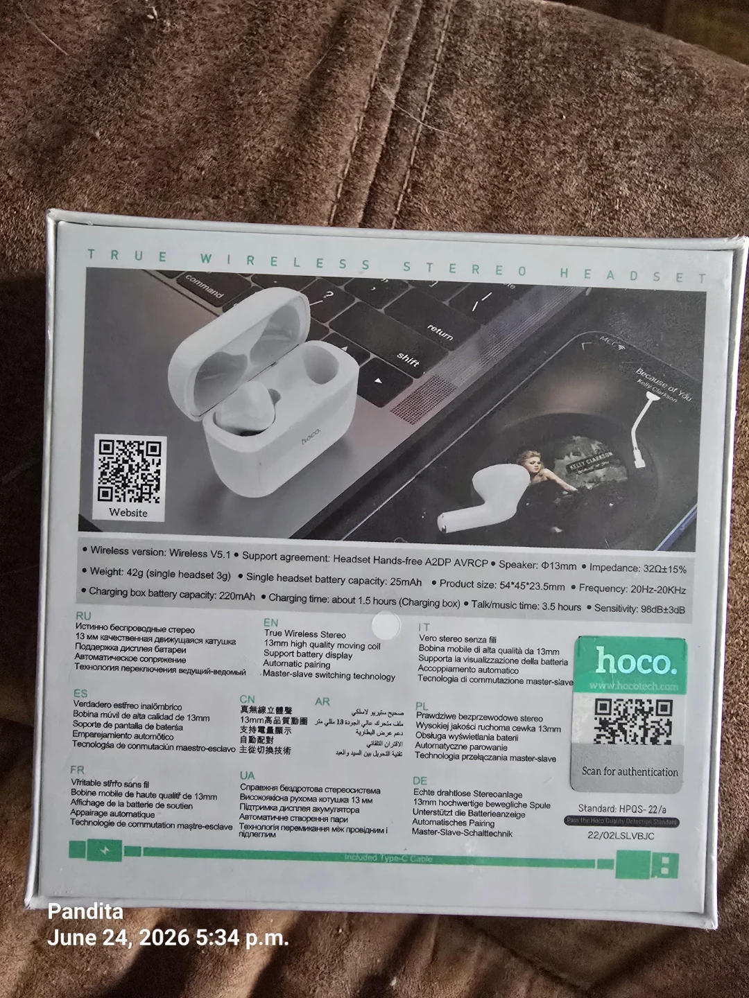 Hoco EW12 True Wireless Stereo Earbuds - photo 2