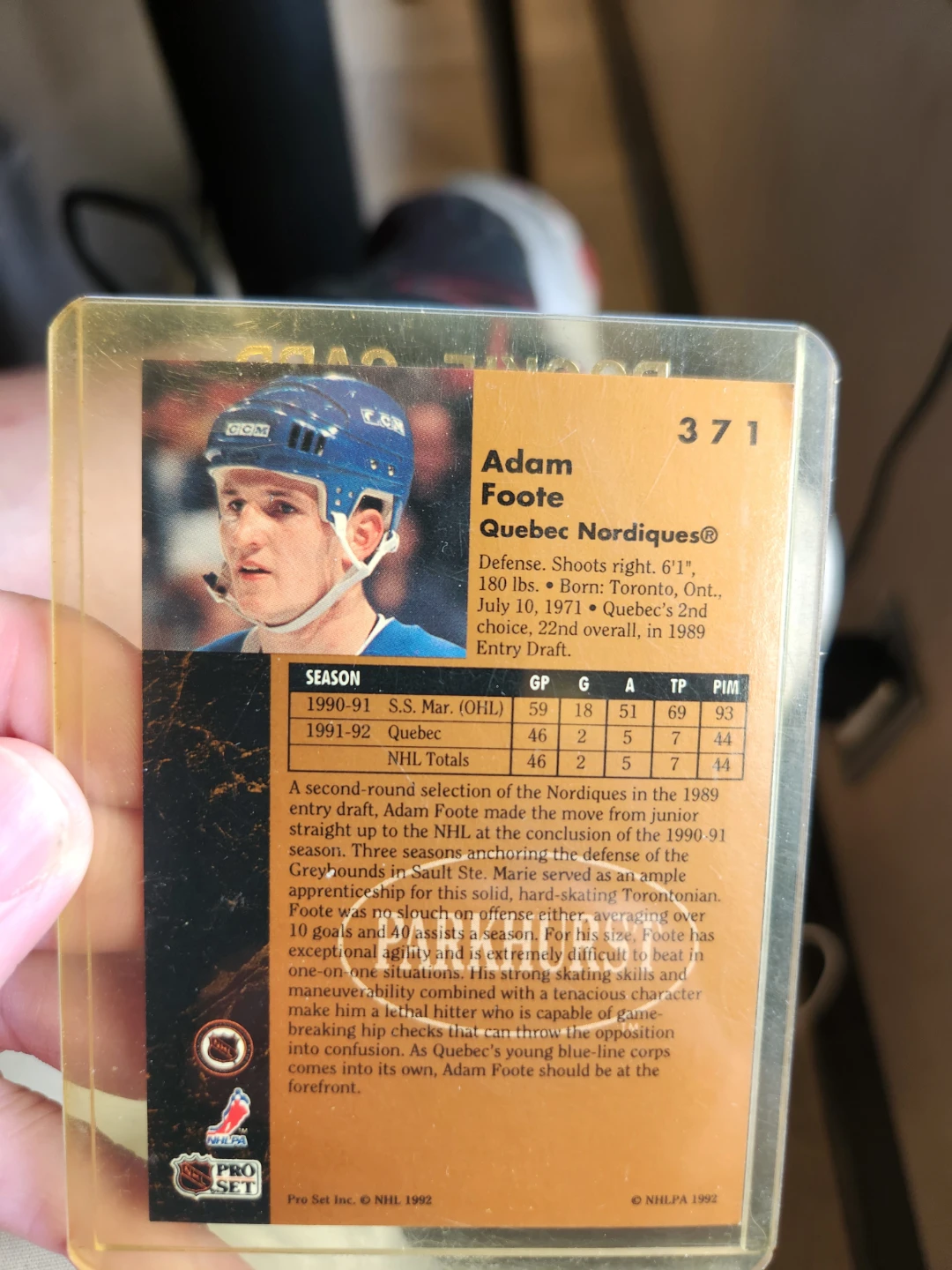 Adam Foote Rookie Card - photo 2