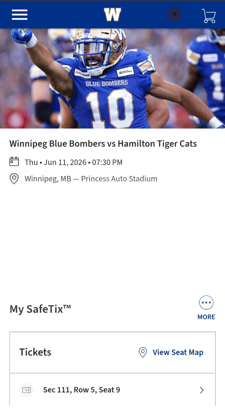 Winnipeg Blue Bombers vs Hamilton Tiger Cats Ticket