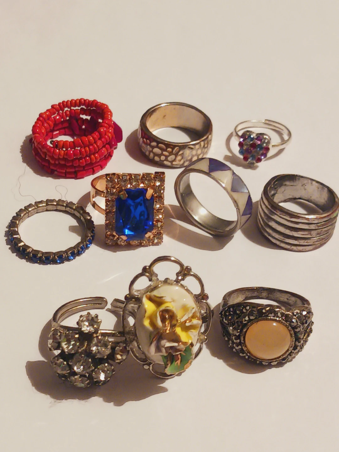 Lot of 10 assorted costume jewelry rings