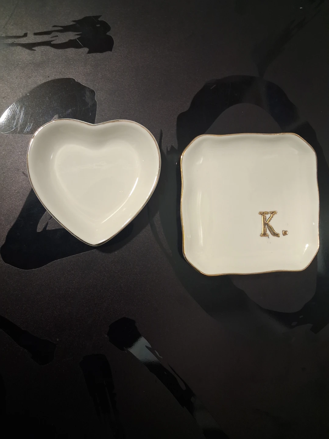 OASSIE Heart & Initial K Ring Dish Set
