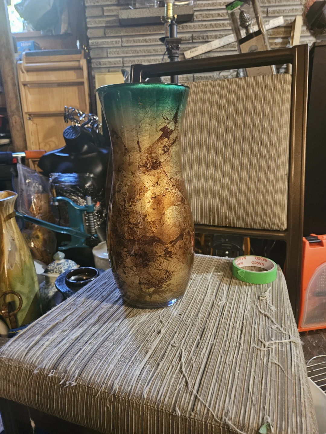 Decorative Glass Vase with Gold Leaf Accents - photo 2