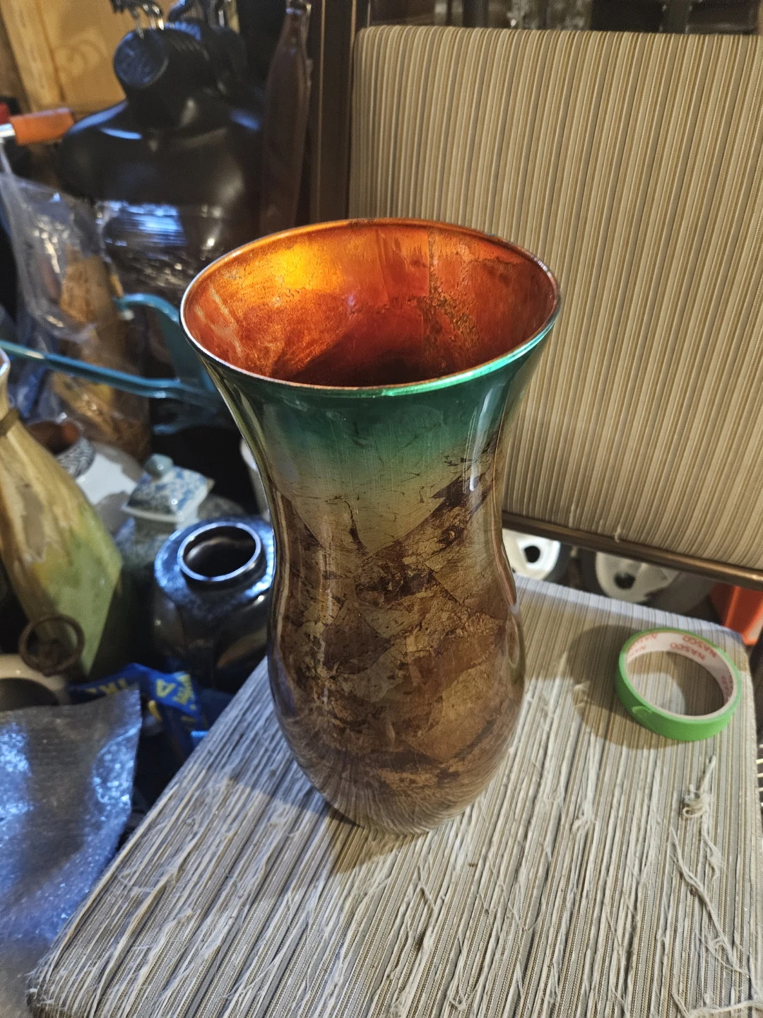 Decorative Glass Vase with Gold Leaf Accents - photo 3