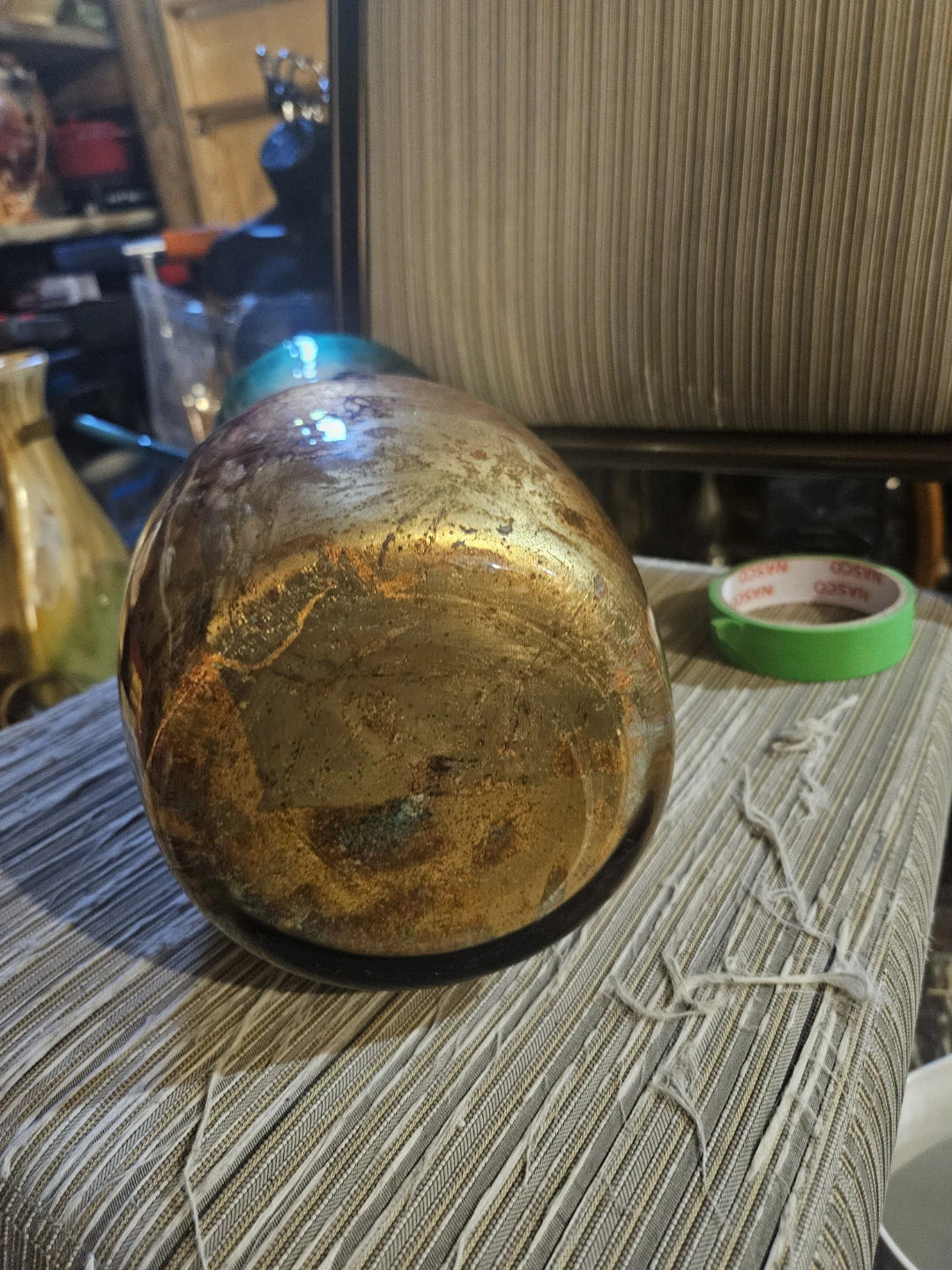 Decorative Glass Vase with Gold Leaf Accents - photo 4