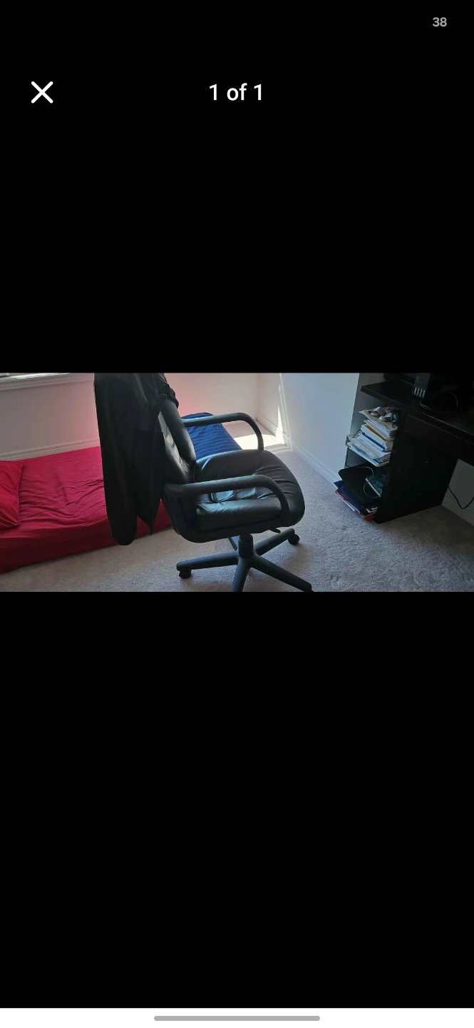 Black computer desk with shelves & chair - photo 2