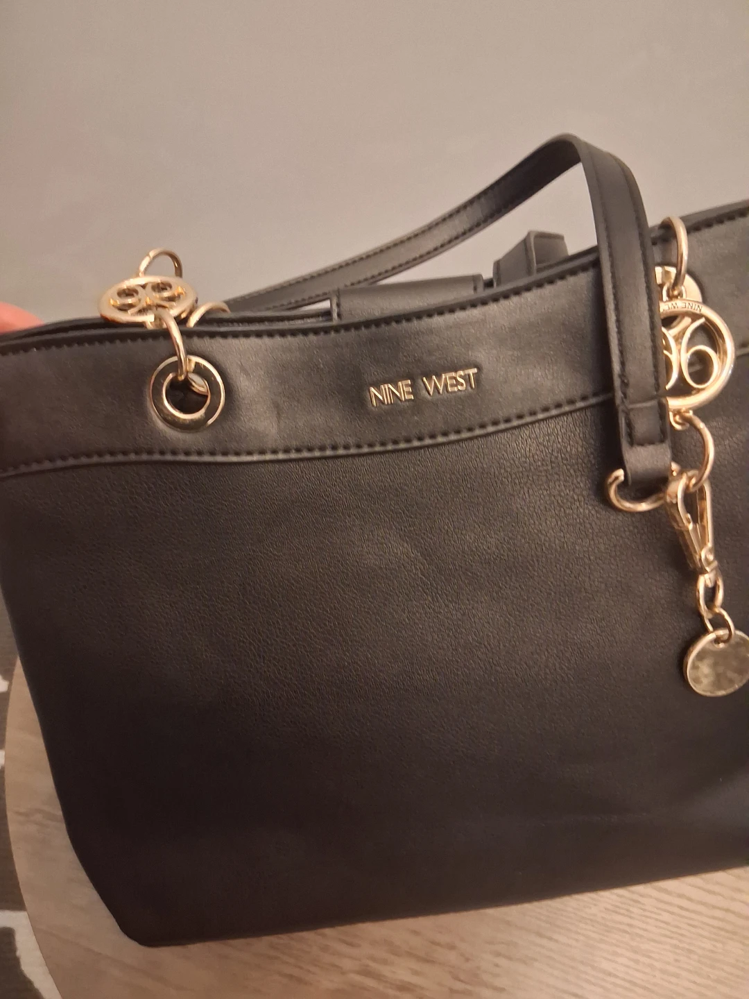 Nine West Black Tote Bag with Gold Accents - photo 2