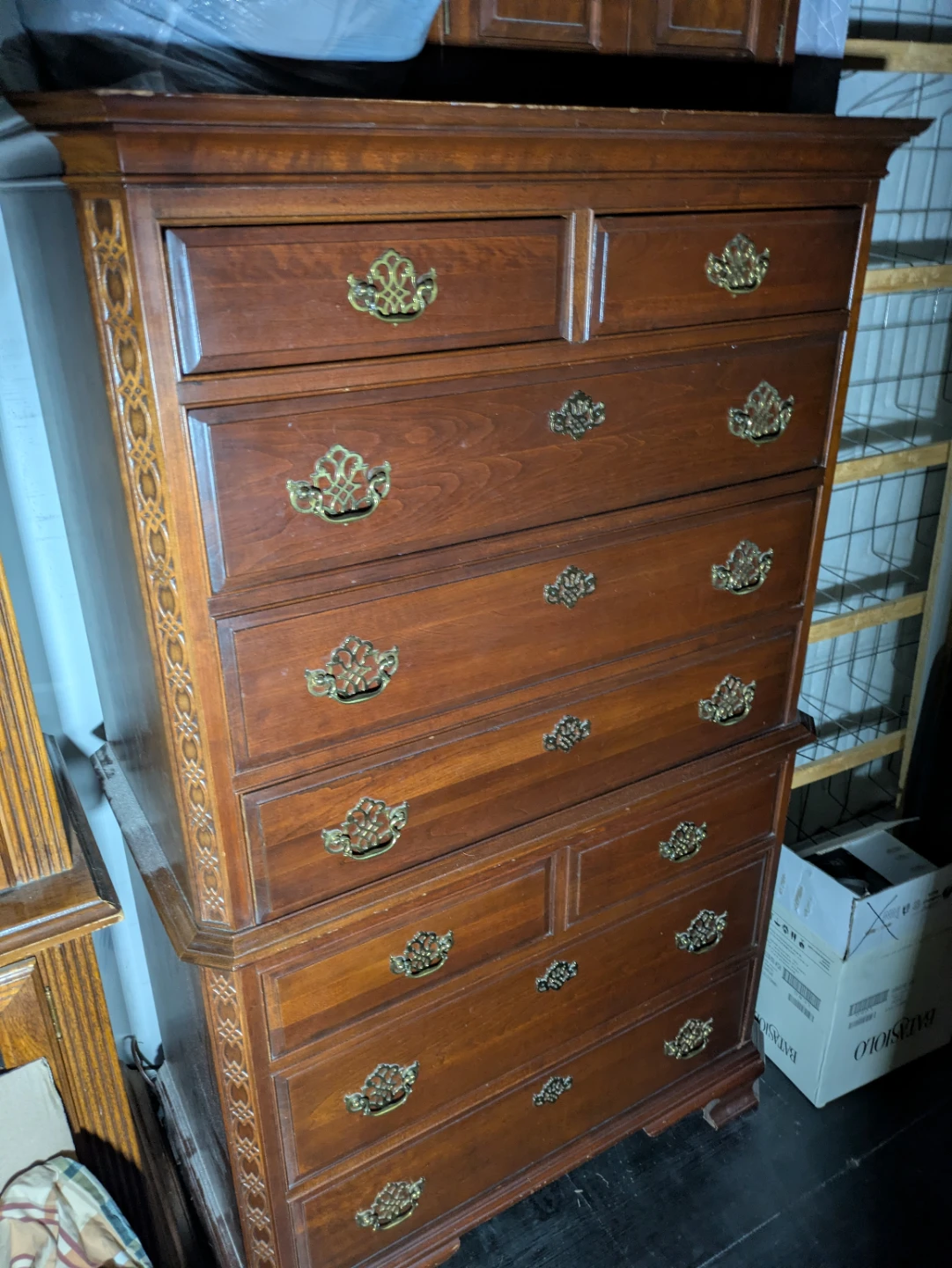 Solid Wood Dresser with Ornate Drawer Pulls