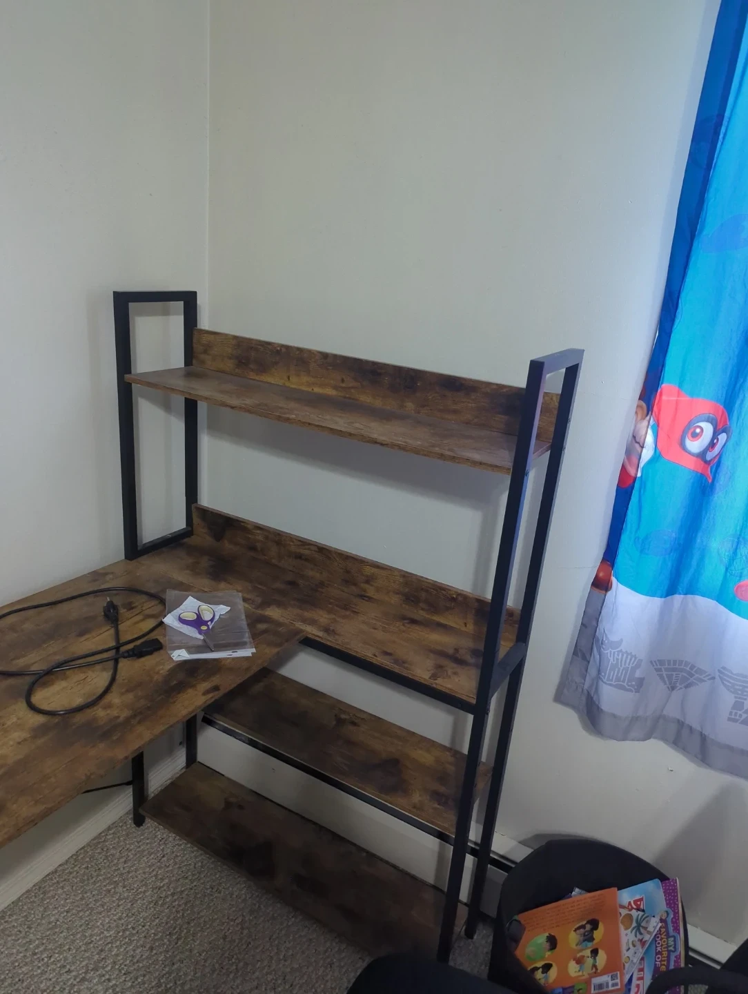 Urgent moving saleL-Shaped Computer Desk with Shelves - photo 3