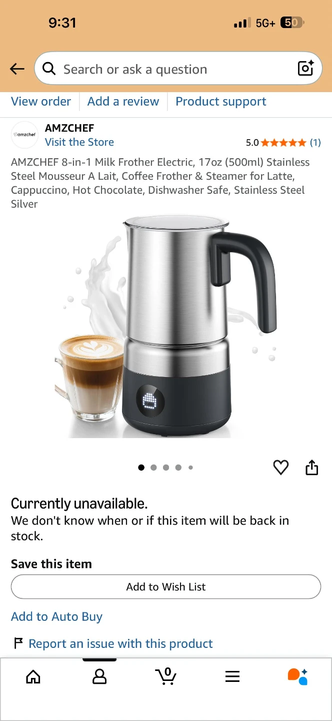 AMZCHEF Milk Frother 8-in-1 Electric 17oz
