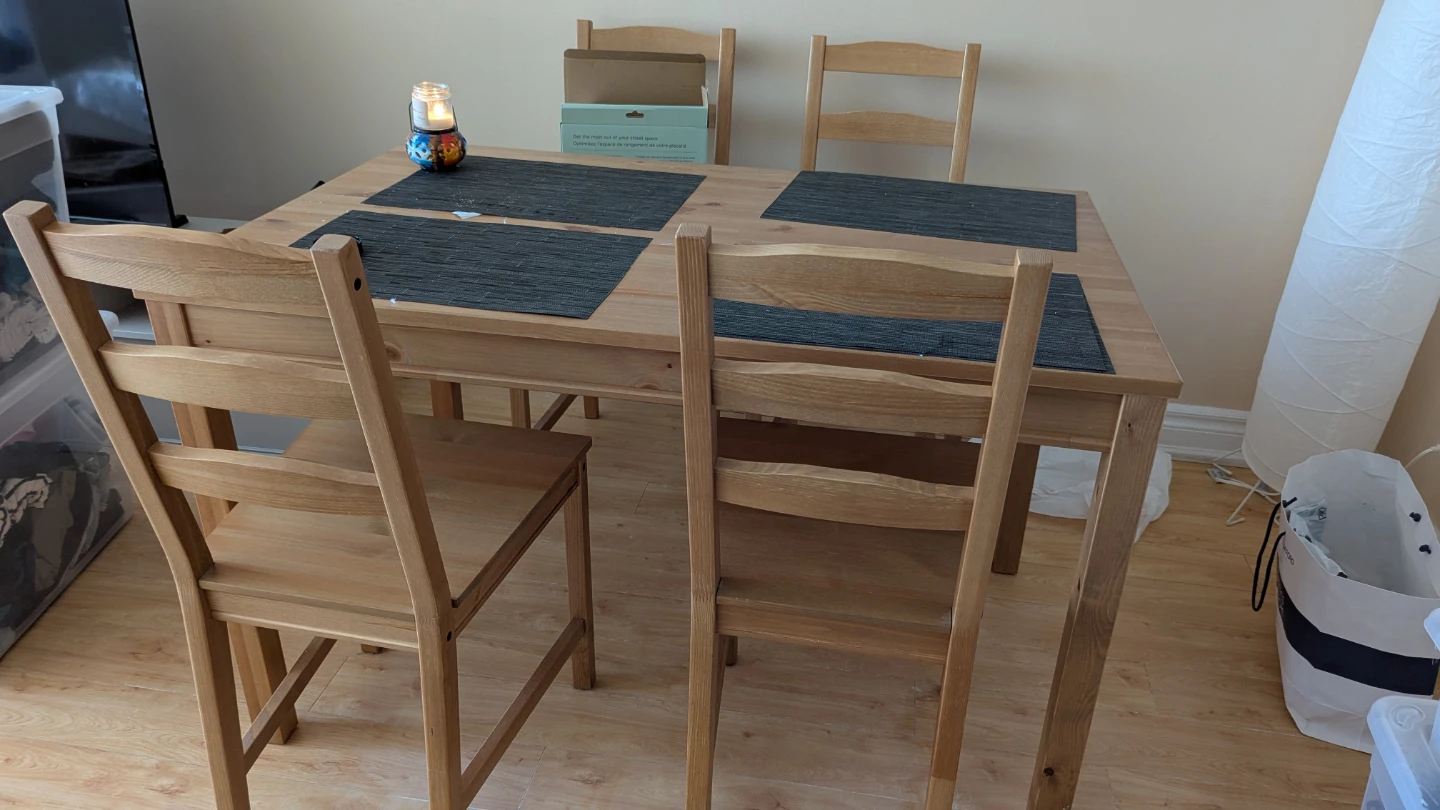 Wooden Ikea Dining Table and Chairs Set w/chair cushions - photo 3
