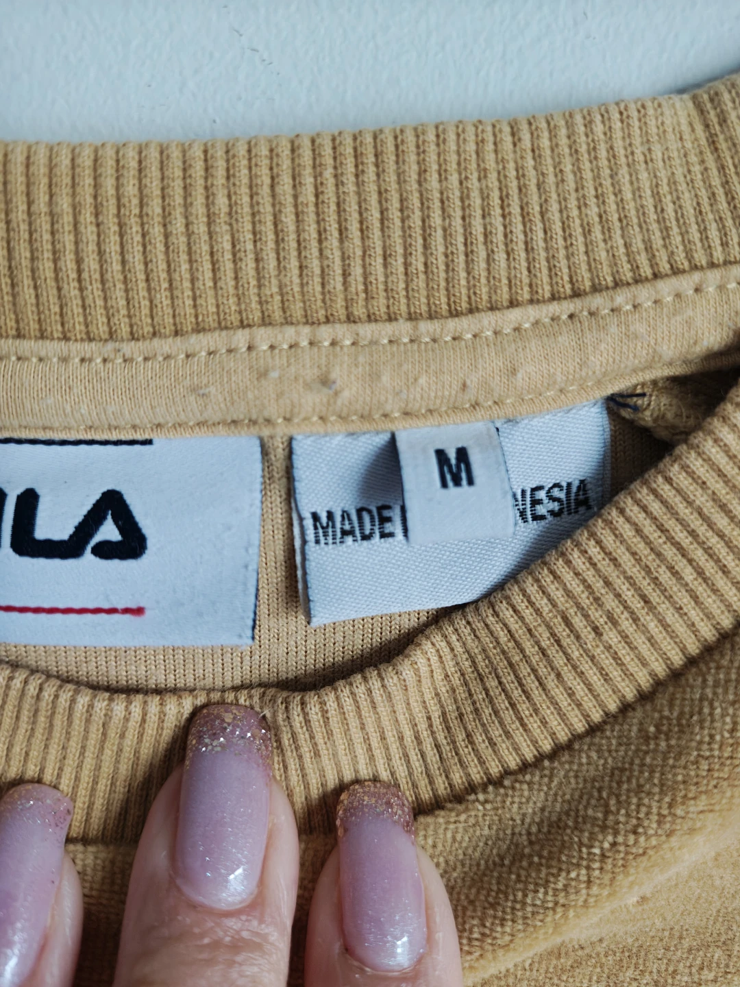 Fila Velour Crewneck Sweatshirt - Mustard Yellow - Size M - photo 5